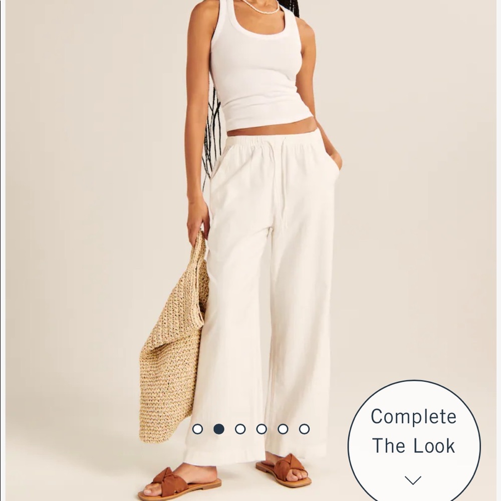 NWT Abercrombie White Linen Drawstring Pants sz XXSP